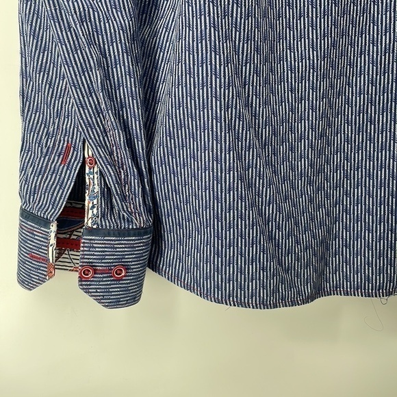 7 Downie St button down shirt button up flip cuff business career sz Lg - Picture 14 of 14